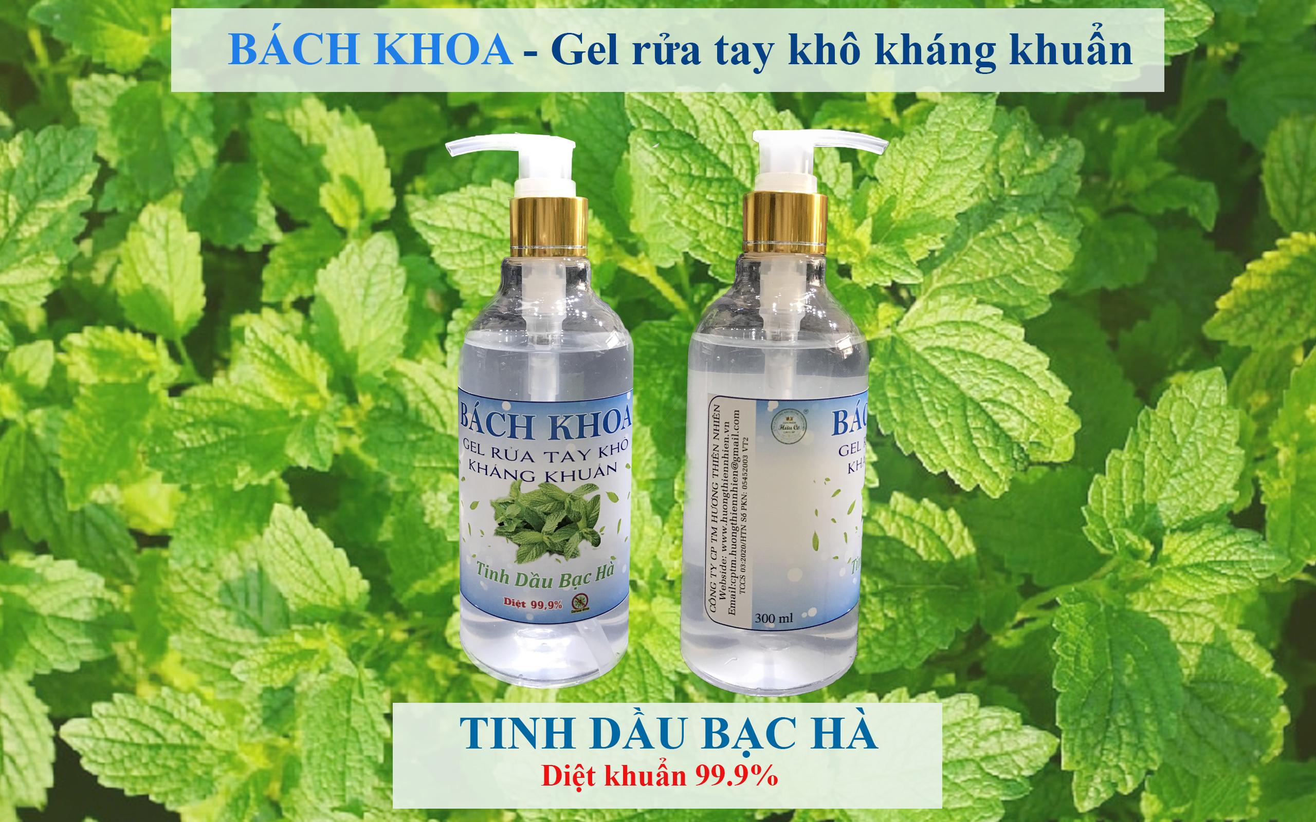 Bách Khoa Gel Rửa Tay Khô Kháng Khuẩn 300 ml - Tinh Dầu Bạc Hà