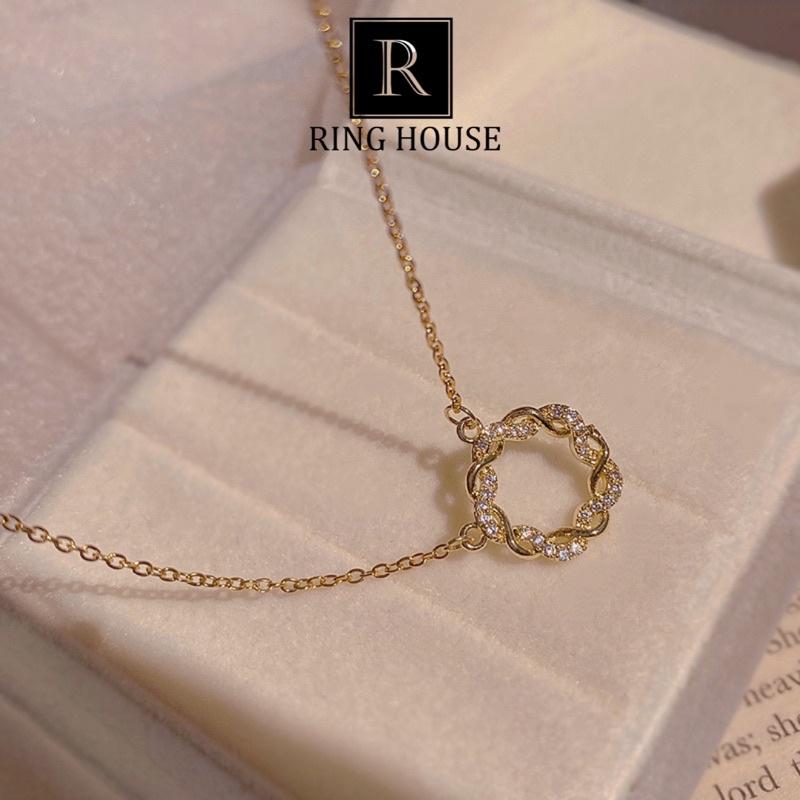 Dây chuyền vòng cổ nữ titan không đen mặt vòng tròn đơn giản đẹp Ring House