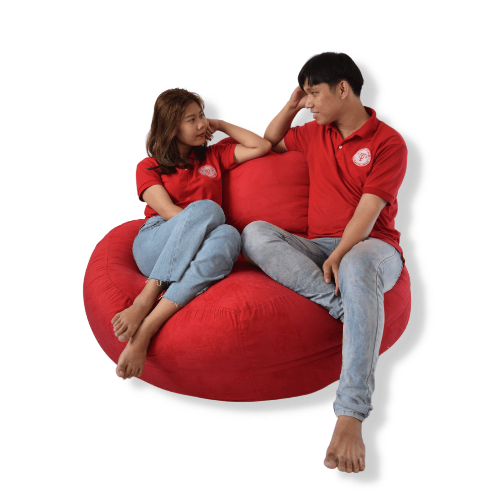 Bộ ghế lười hạt xốp hình trái tim The Beanbag House - Size lớn - Thoải mái cho 2 người sử dụng, 2 lớp, nhẹ nhàng dễ di chuyển