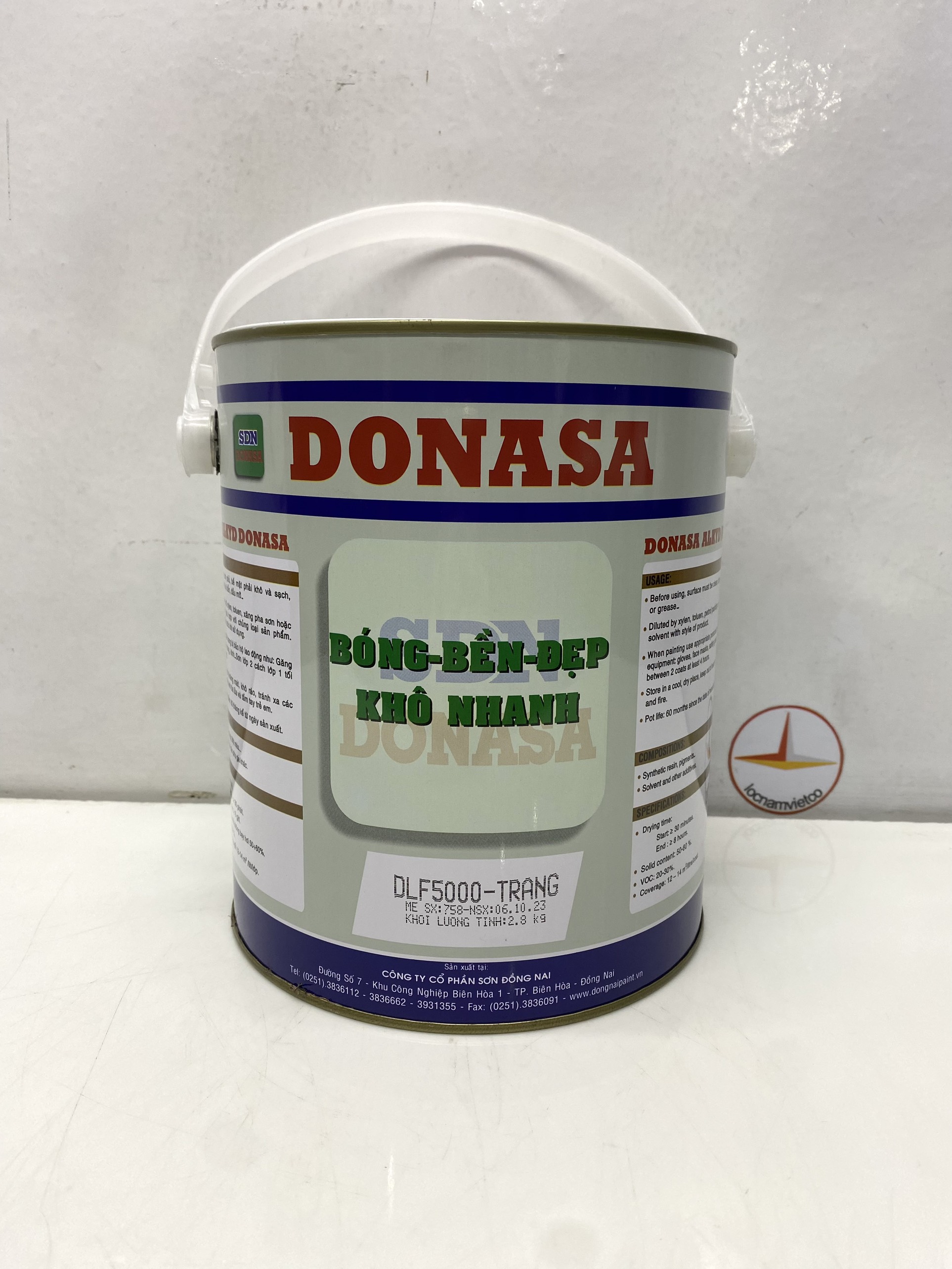 Sơn dầu Đồng Nai Donasa màu trắng bóng 5000 2.8kg _ DLF 5000