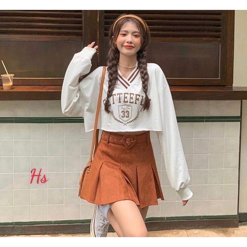 Áo croptop tay bồng cổ tim số 33 HS6