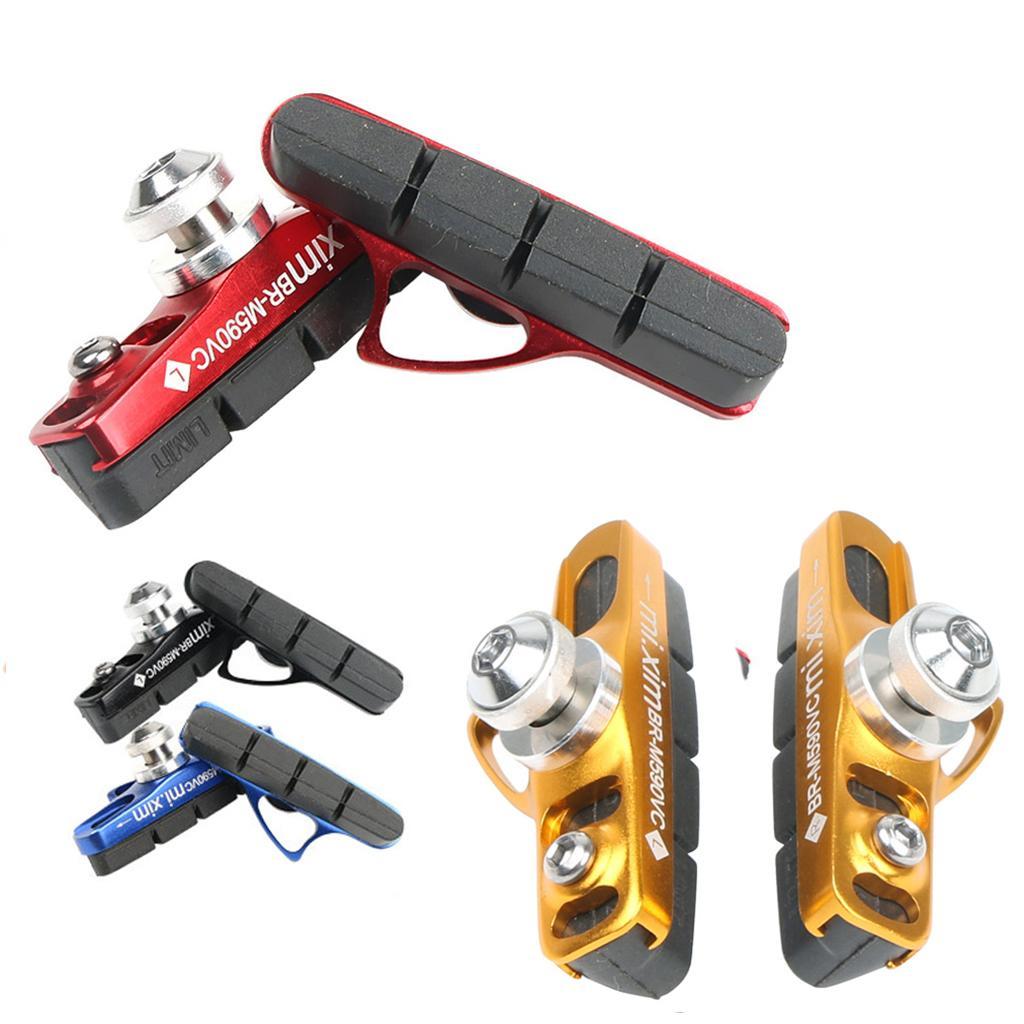 2x Bike Brake Pads, No Noise Road Mountain Cycle Rubber Brake Shoes, Anti-Skid Brake Blocks Set