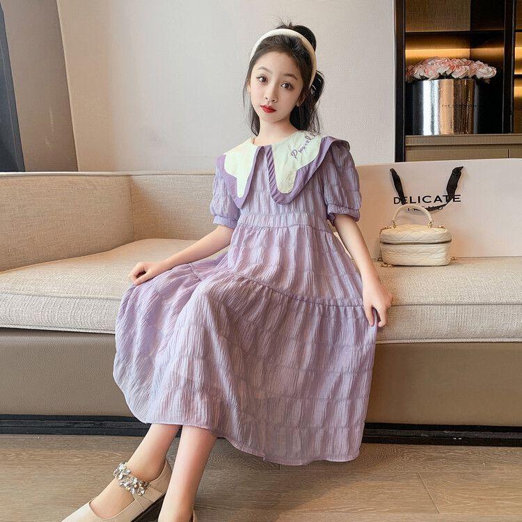 DONGSHOP Cô gái mùa hè đầm 2023 tây trung bình cô gái lớn đầm công chúa váy trẻ em mùa hè đầm