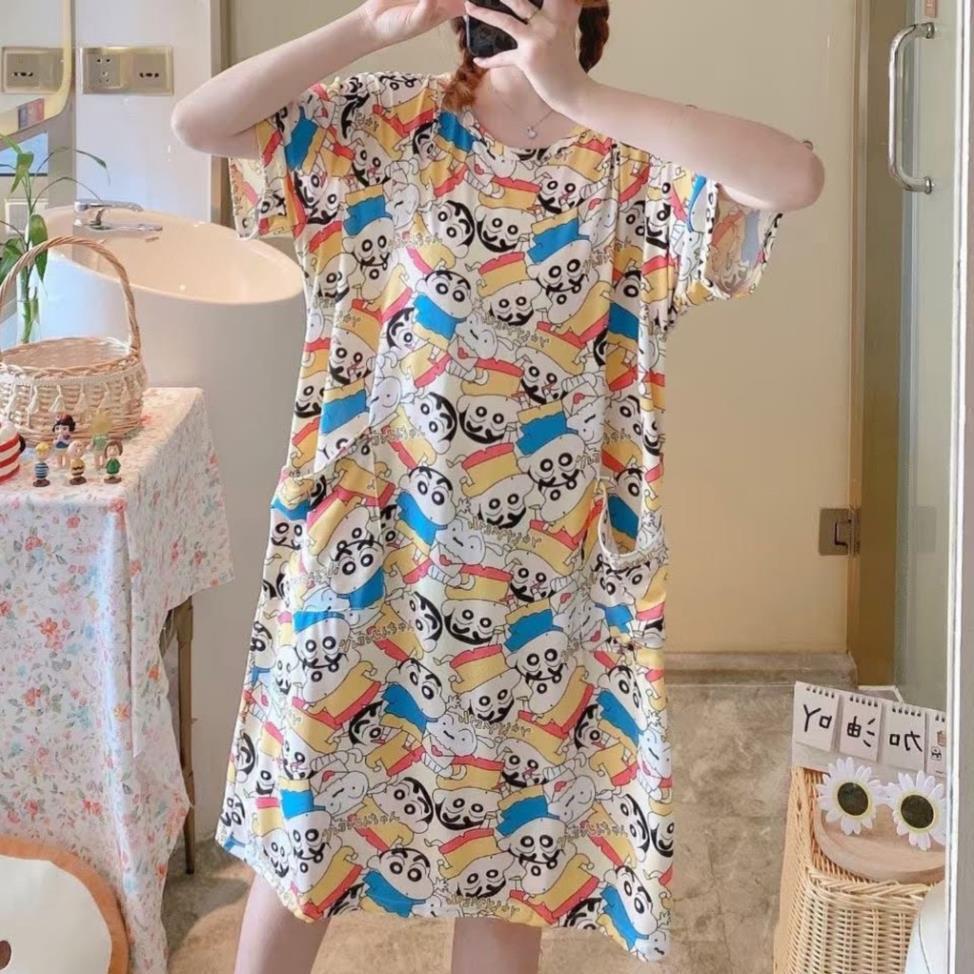 Đầm Ngủ Hoạt Hình Dáng Rộng Thoải Mái Dễ Thương BigSize mềm mại mặc ngủ mặc nhà *