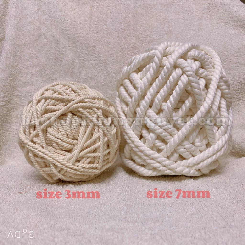 combo 10 kg Dây cotton, dây trang trí, dây thừng Macrame size 3-4-5mm