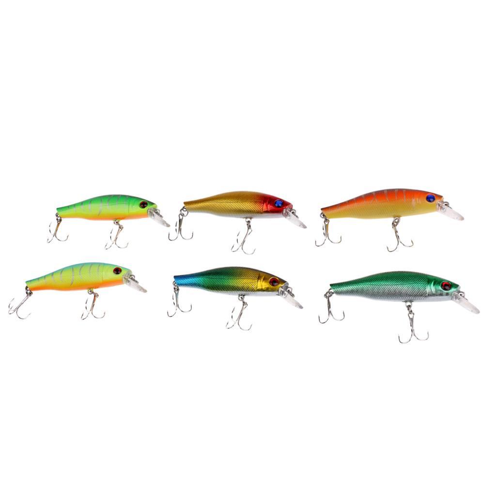 6 Pieces 8cm Fishing Lure Hard Bait Fish Minnow Artificial Baits Fishing Wobbler Lures Crankbait with VMC Hooks Fishing Equipment