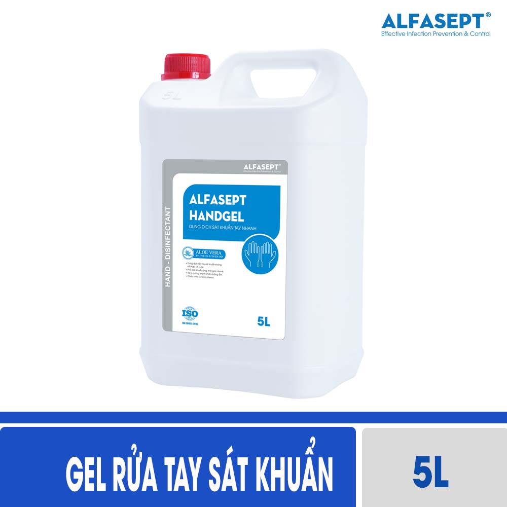 Gel rửa tay khô sạch khuẩn Alfasept Handgel 5L - Hiệu quả vi sinh vượt trội