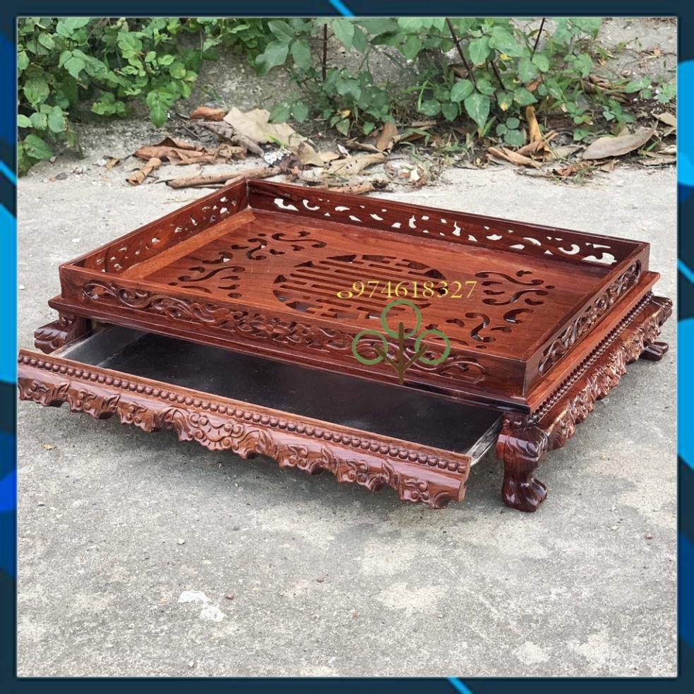 Khay trà chân quỳ gỗ Cẩm cỡ 45x35cm