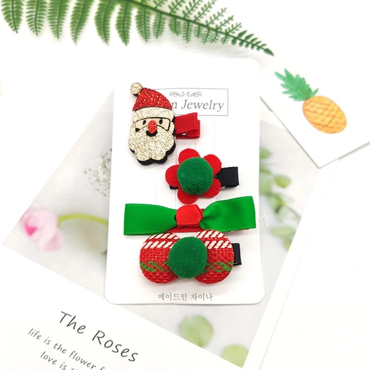 Set 4 Kẹp Tóc Mái Noel Dễ Thương Cho Bé Gái – Giao Ngẫu Nhiên