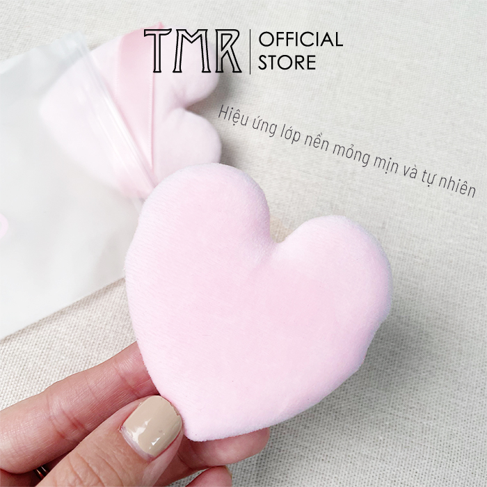 [Set 2] Bông Phấn Phủ Trái Tim TMR Love Pink Chất Liệu Cotton Cao Cấp, Đánh Phấn Nền/ Phấn Phủ Trang Điểm