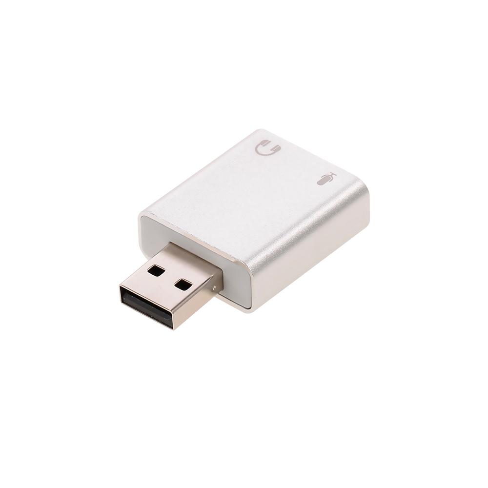 Bộ chuyển đổi âm thanh nổi Hợp kim nhôm cổng USB, micrô 7.1 với giắc cắm 3,5 mm