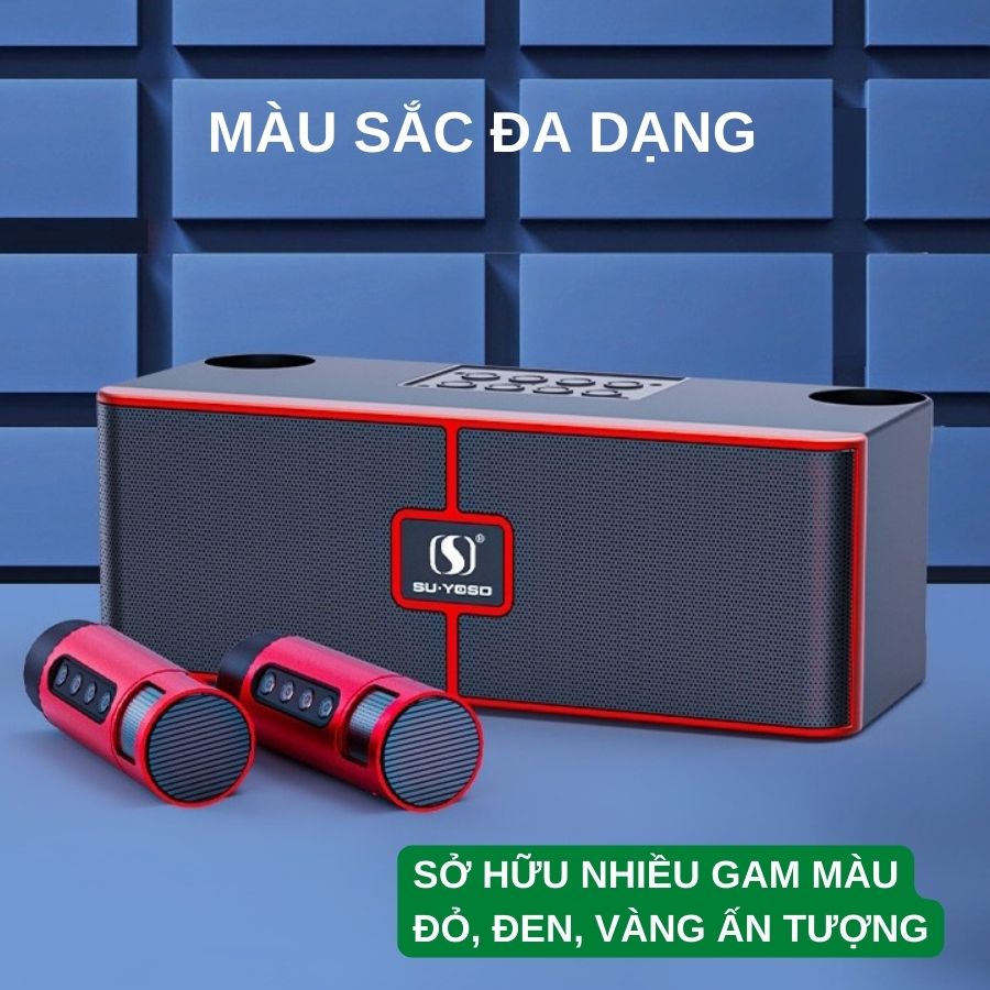 Loa Bluetooth Karaoke Su-Yosd YS204 ( YS-204 ) - Loa xách tay chất liệu nhựa ABS cao cấp, kèm micro thay đổi tone giọng thú vị - Hàng nhập khẩu