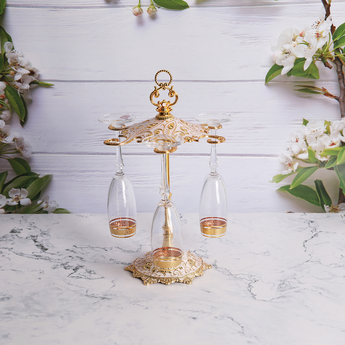 Bộ ly Champagne 160ml mạ vàng 24k viền ly
