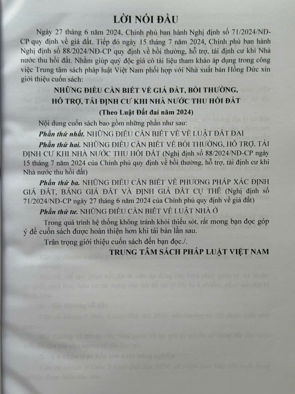 Sách Những Điều Cần Biết Về Giá Đất, Bồi Thường, Hỗ Trợ, Tái Định Cư Khi Nhà Nước Thu Hồi Đất theo Luật Đất Đai năm 2024 - V2464T