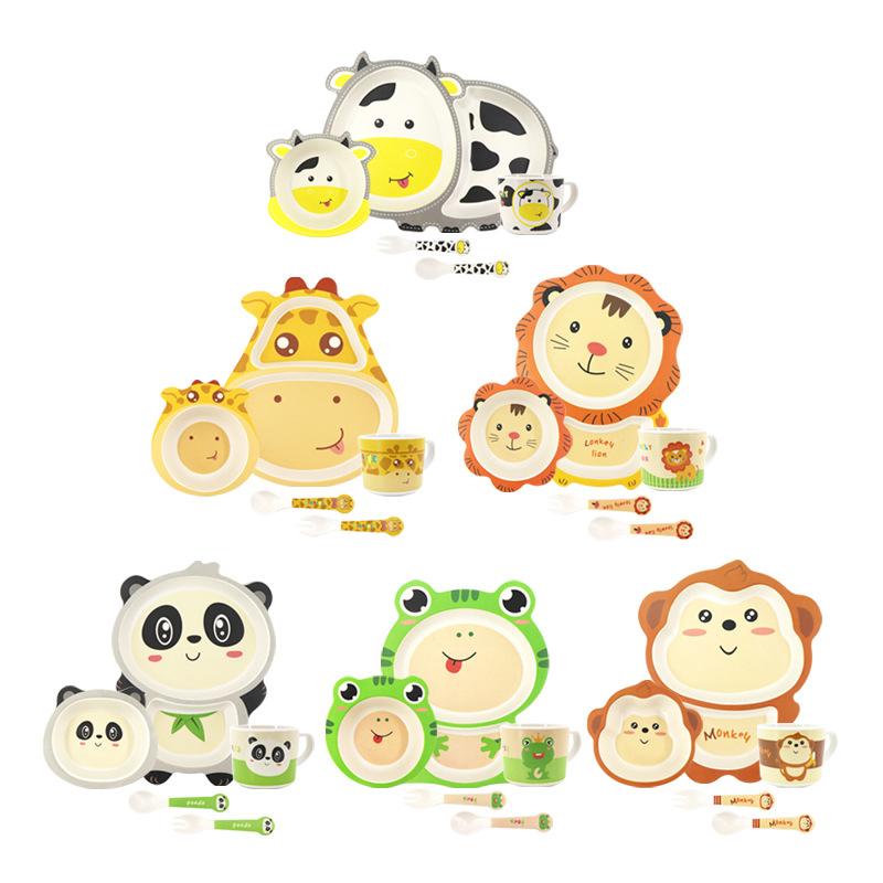 Sợi Tre Bộ Đồ Ăn Trẻ Em Ăn Đĩa Dùng Tiệc Chia Lưới Cho Bé Ăn Sáng Cho Bé Bổ Sung Bát Dĩa Thìa