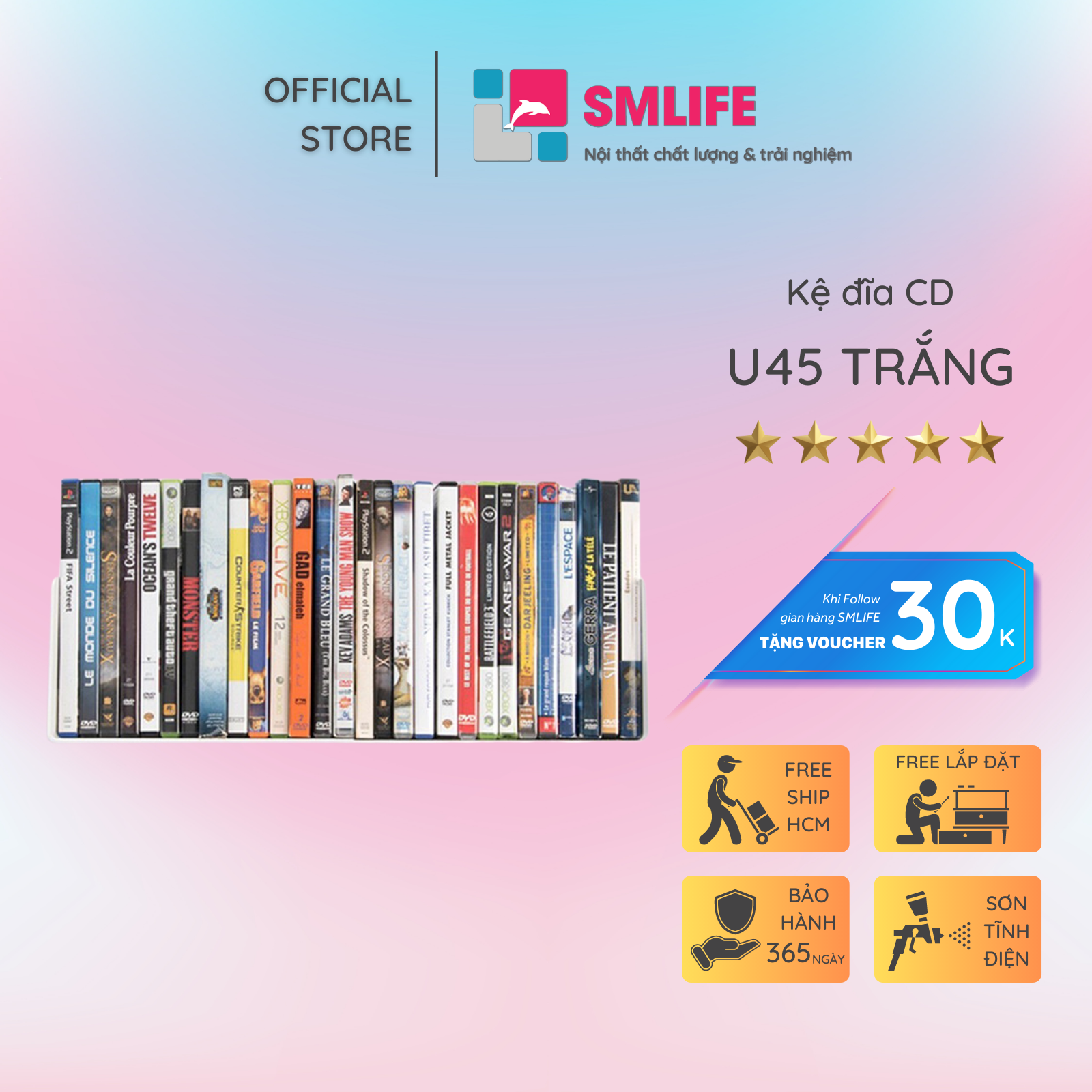 Kệ sách treo tường chữ U45