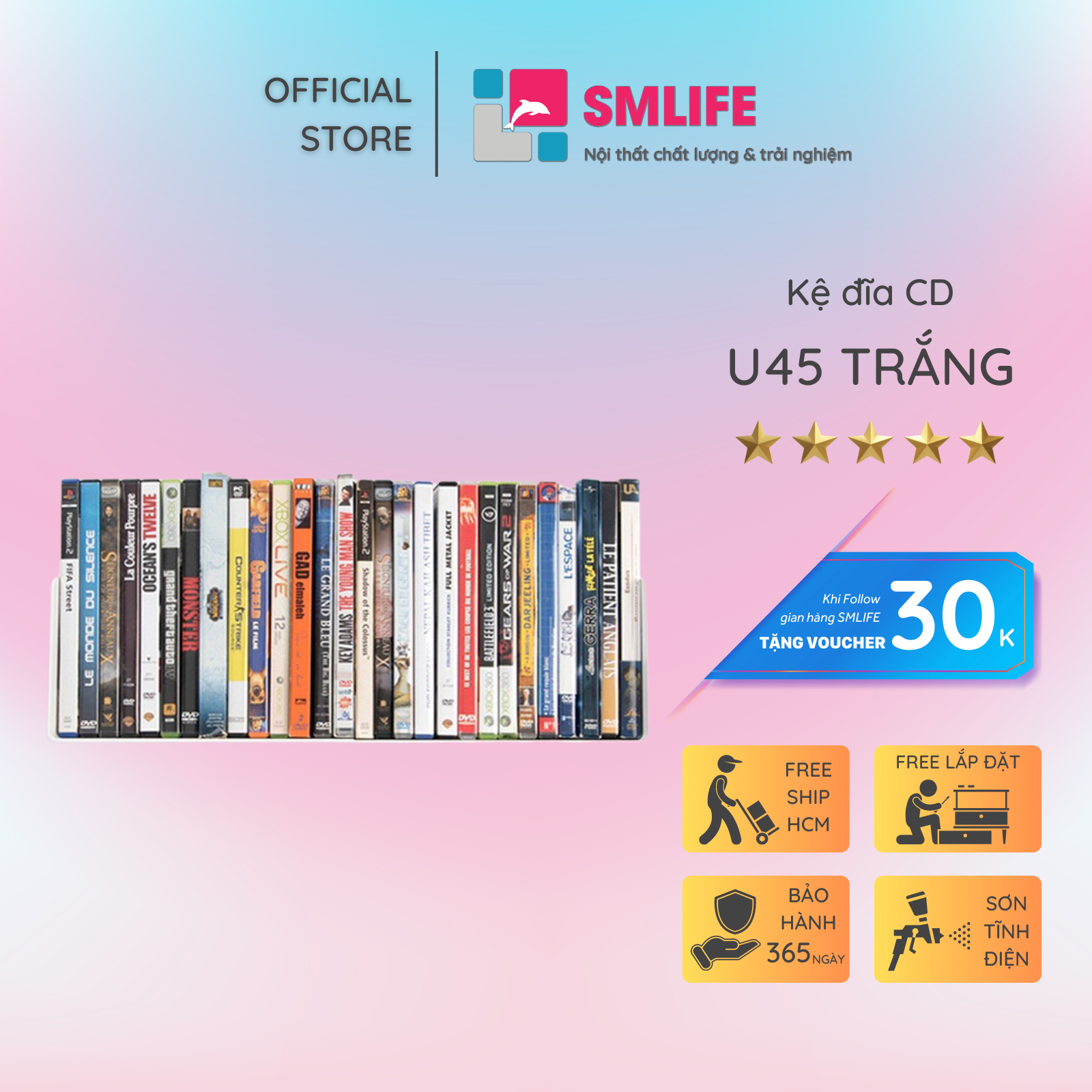 Kệ sách treo tường chữ U45 (set 2)