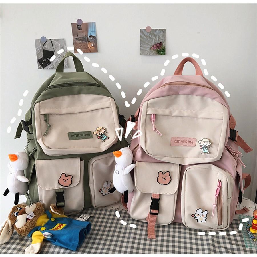 Balo nữ ulzzang thời trang Hàn Quốc nhiều ngăn dễ thương, Balo đi học đi chơi tiện lợi cá tính - BL146