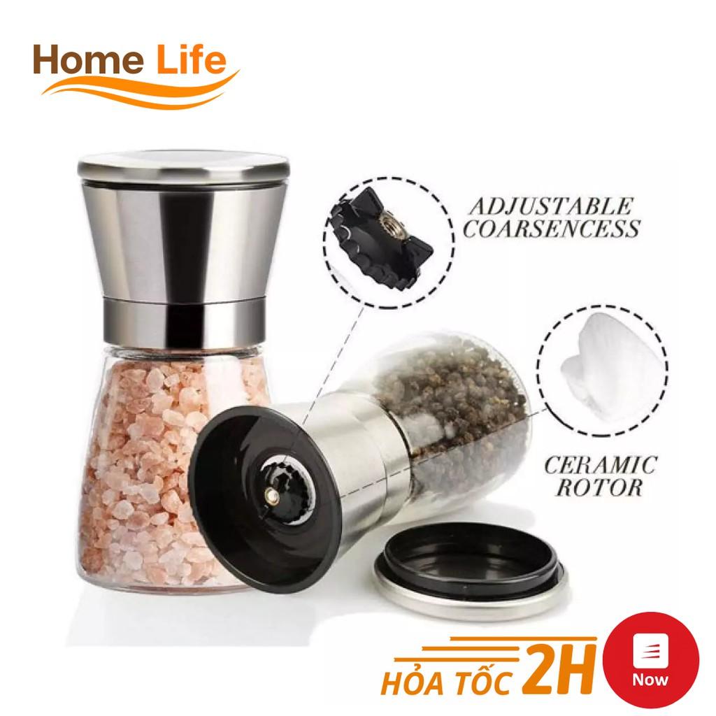 Dụng Cụ Xay Tiêu ️  ️ Xay Tiêu Cầm Tay Thủy Tinh - Xay Tiêu Nắp INOX