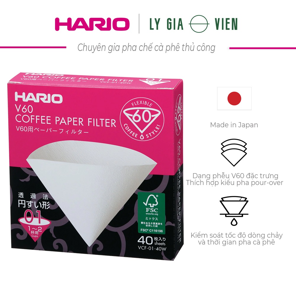 Túi Giấy Lọc Cà Phê Hario V60 Coffee Paper Filter Loại 1 Ly