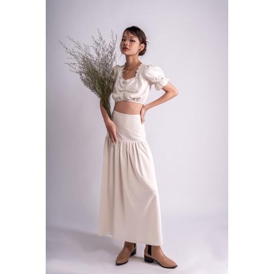 OLALASTUDIO Set linen áo croptop và chân váy dài Eugen Linen Set
