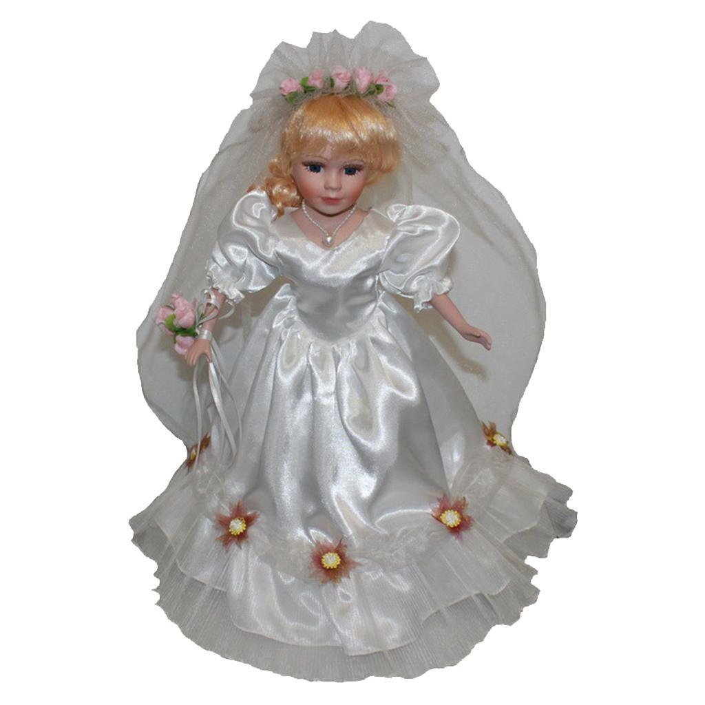 40cm Retro Porcelain Women Bride Doll Figure Handicraft White Kids Gift