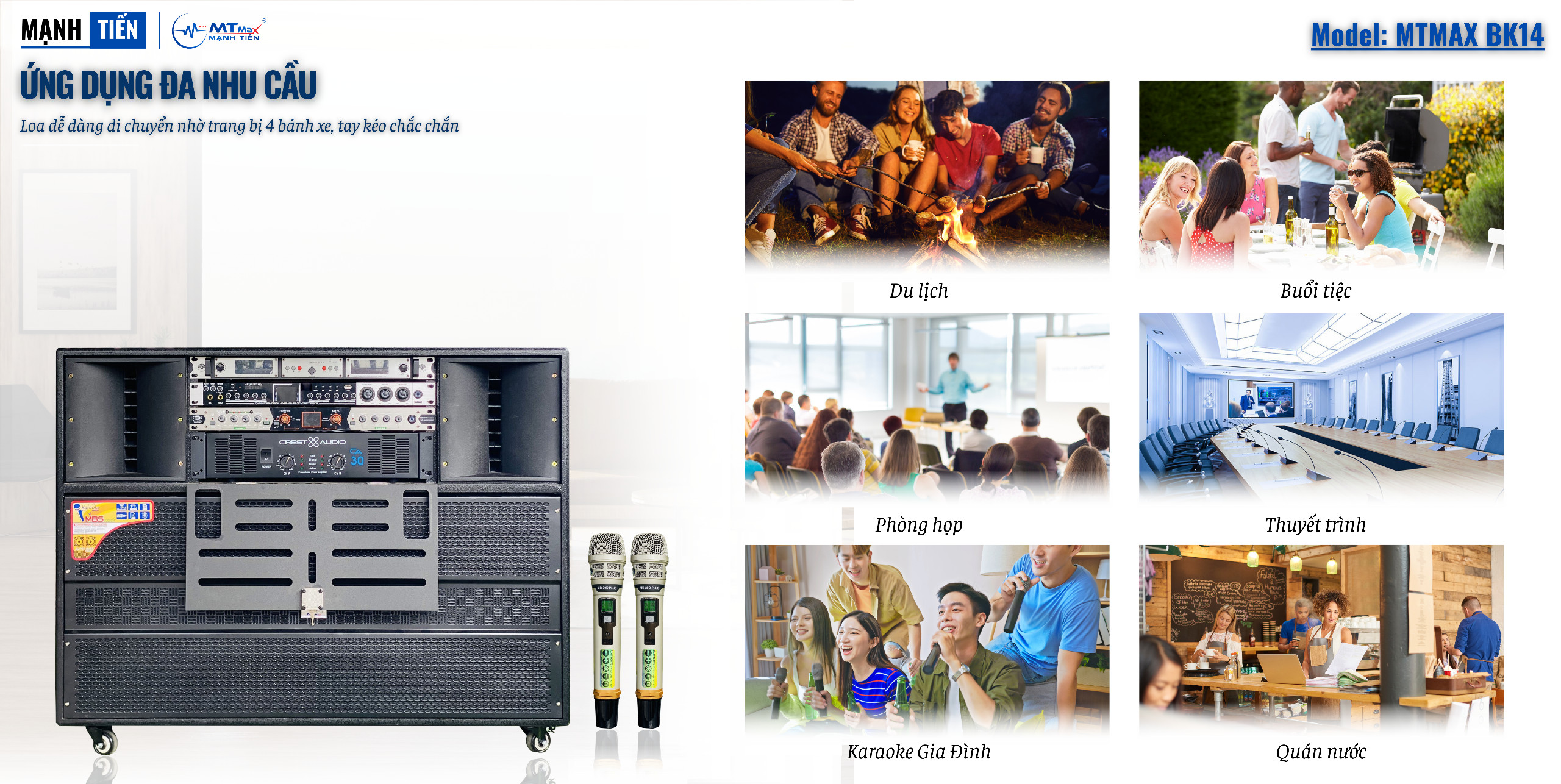 Loa Kéo Điện MTMAX BK14 Cao Cấp 5 Trong 1 – Tích Hợp Micro, Vang Cơ, Nâng Tiếng, Cục Đẩy Công Suất 1500W - Âm Thanh Mạnh Mẽ, Âm Bass Siêu Trầm, Bảo Hành 12 Tháng, Hàng Chính Hãng