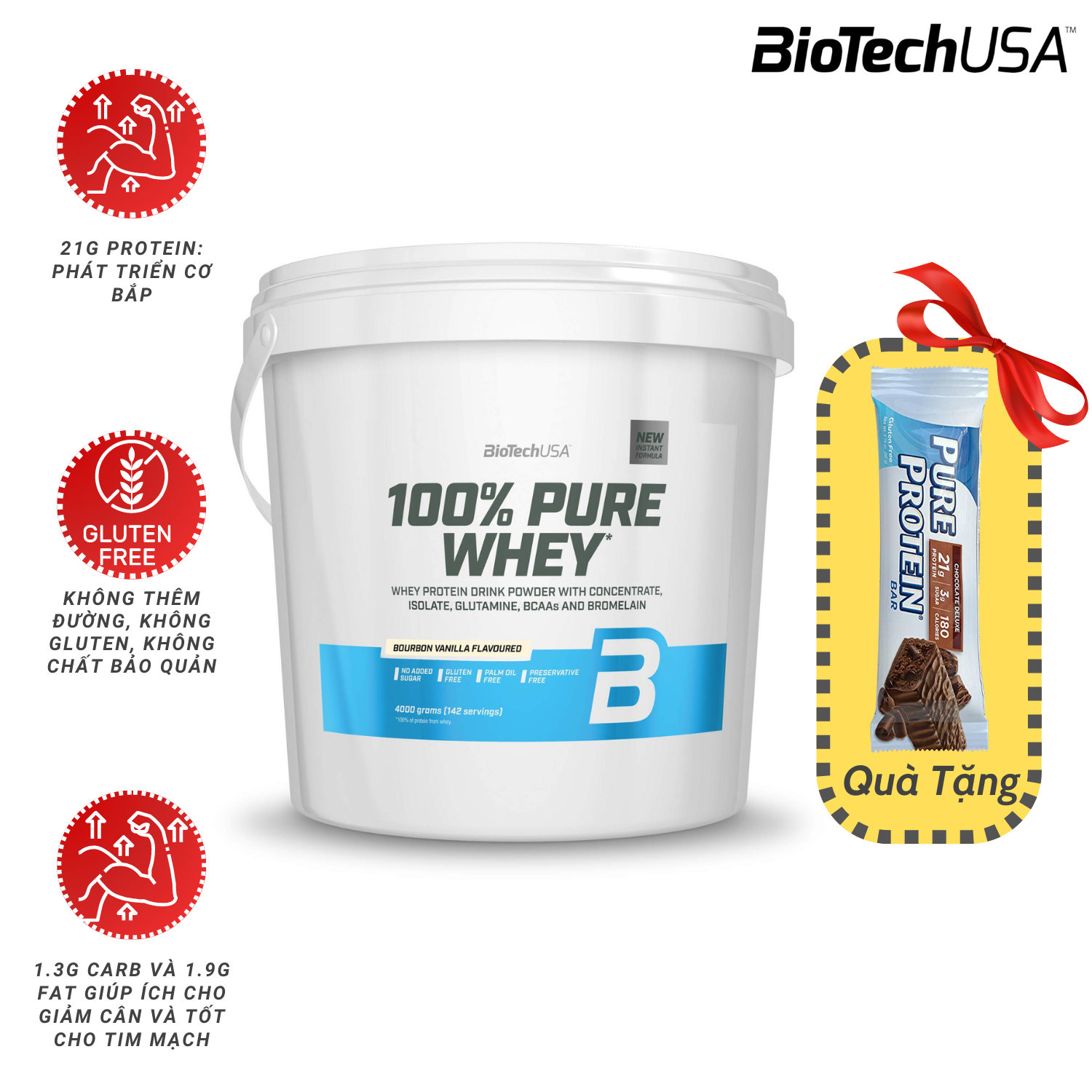 Biotech 100% Pure Whey Protein 8.8LBS (4000g) - Sữa Hỗ Trợ Tăng Cơ Giảm Mỡ