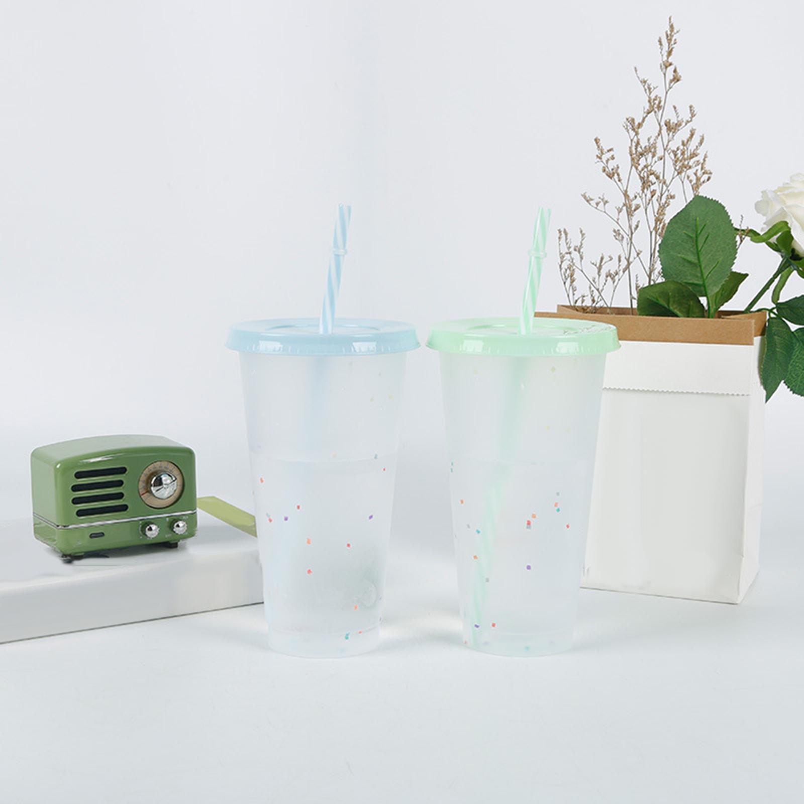 Color Changing Coffee Cup with Lids Portable Cold Drink Tumbler Drinking Mug