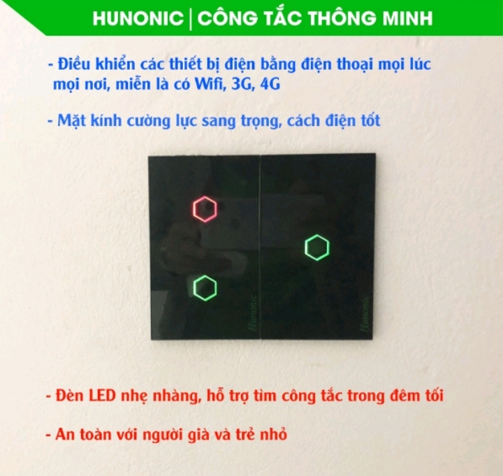 Công tắc 2,3,4 nút trắng âm tường cảm ứng, wifi cho Đèn, Quạt điều khiển từ xa qua điện thoại 500w/220V