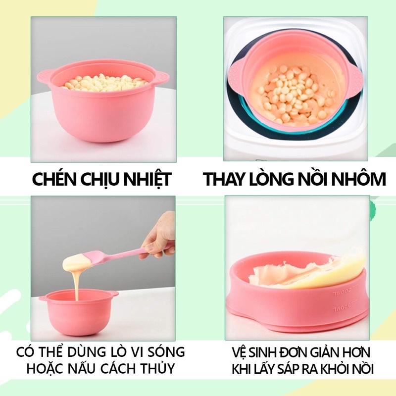 Chén nấu sáp silicon chống dính thay thế lòng nồi thường, đun cách thủy