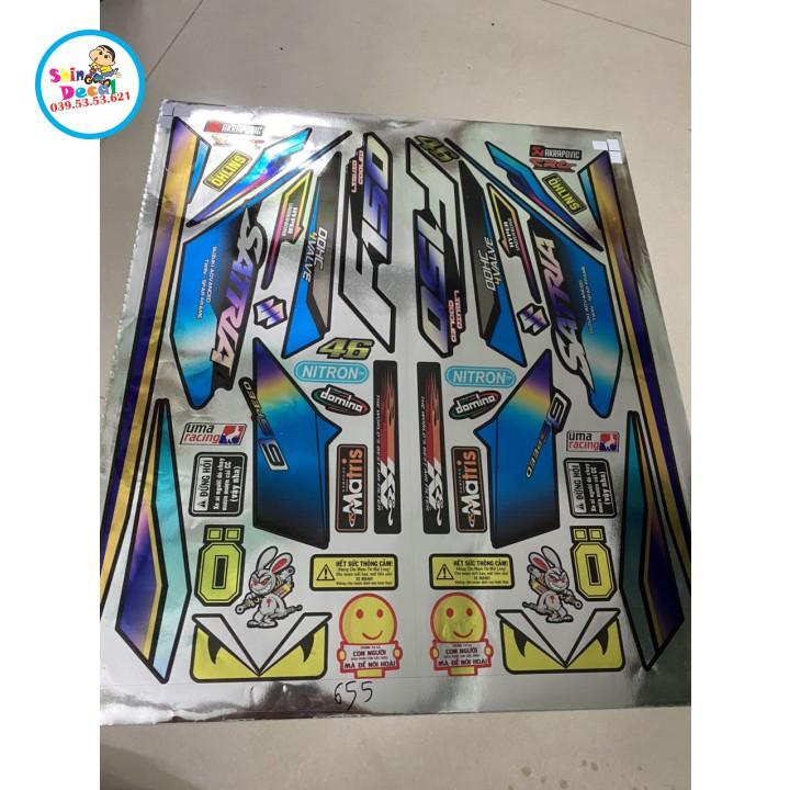 Tem xe Satria FI dán xe đen chất liệu Crom