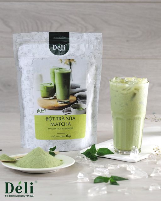 Bột trà sữa matcha 3in1 Déli - 1kg ( 25 ly ) pha chế trà sữa tiện lợi, nhanh chóng