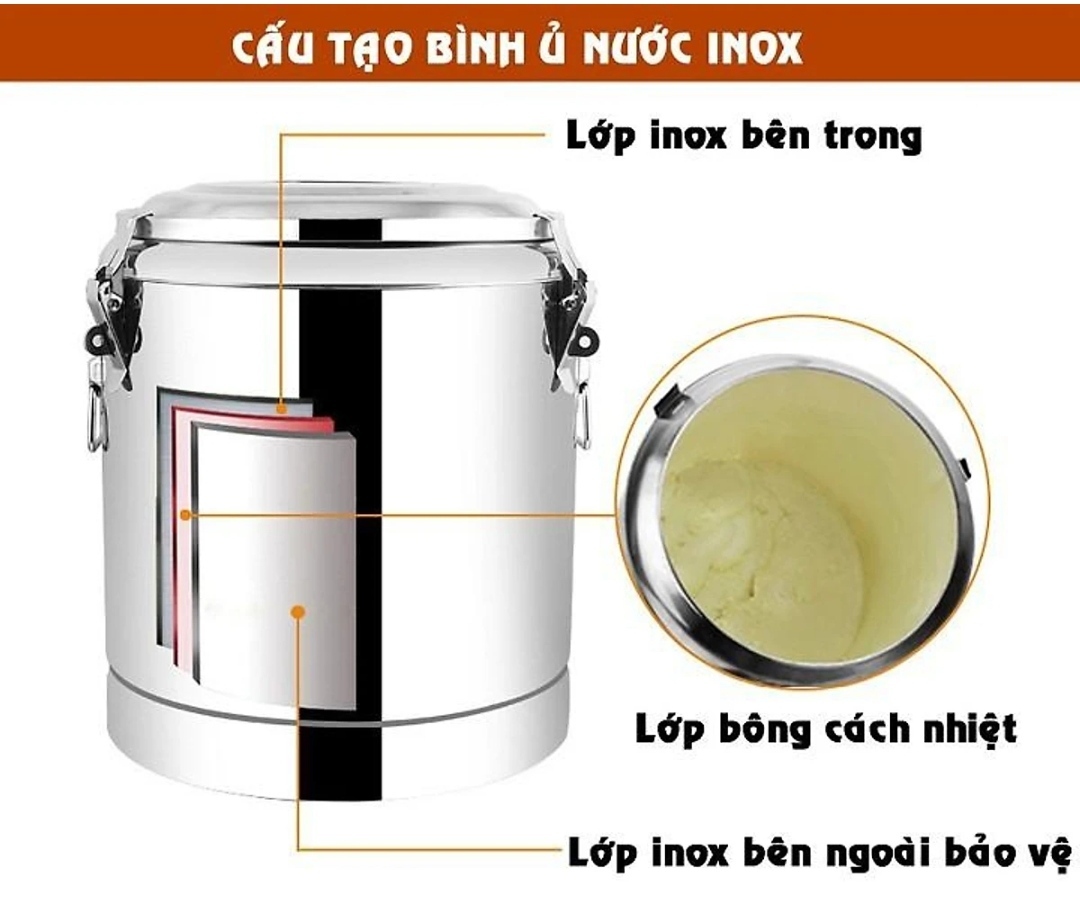 Bình giữ nhiệt Inox có vòi cách nhiệt ( tặng sét 4 co vs vòi)