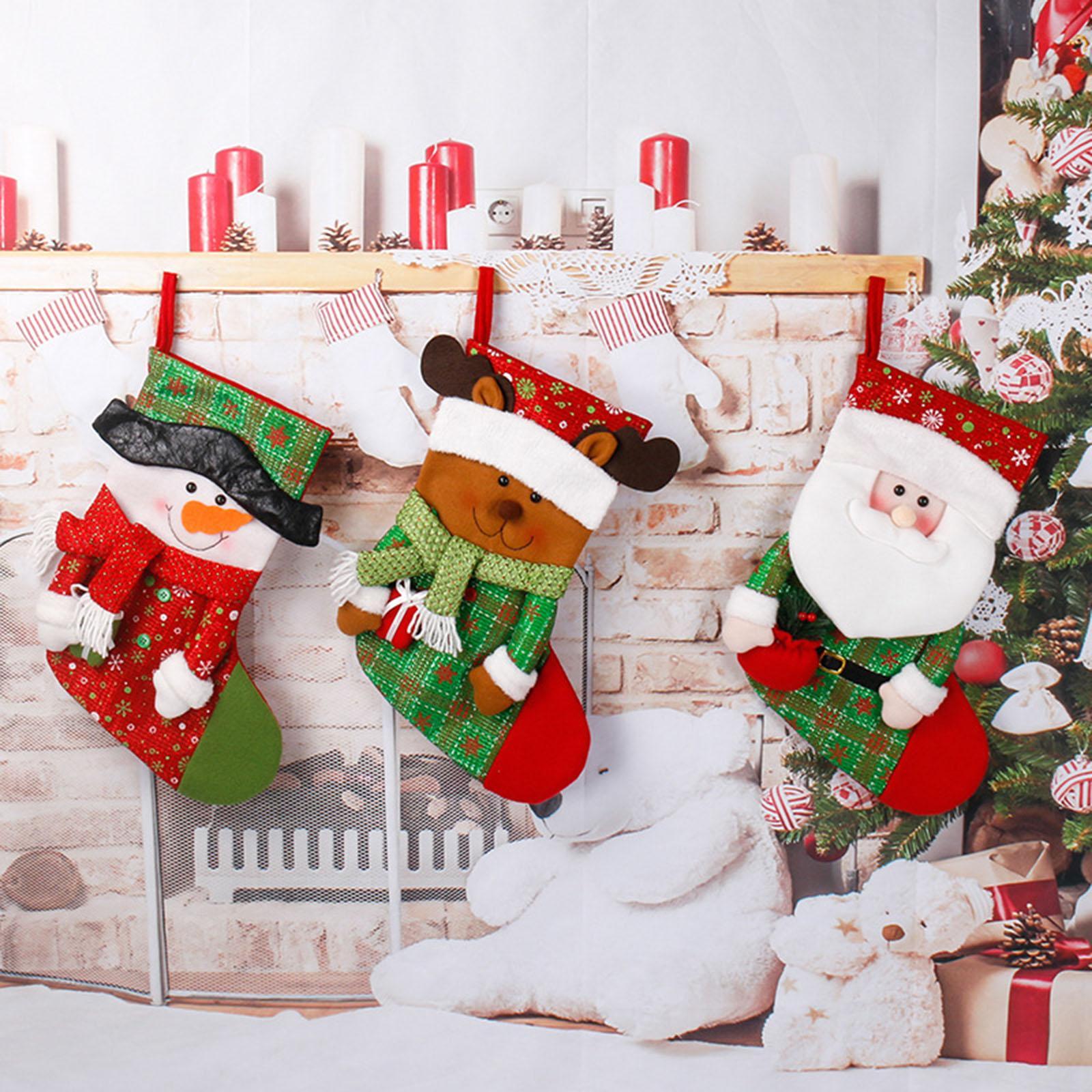 Christmas Stockings Hanging Xmas Holiday Fireplace Home Decor Old Man