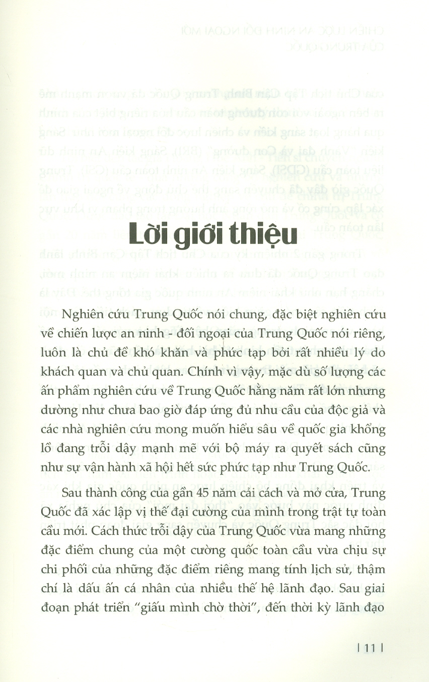  CHIẾN LƯỢC AN NINH ĐỐI NGOẠI MỚI CỦA TRUNG QUỐC: Sự lựa chọn cho vị trí siêu cường – Hoàng Huệ Anh (chủ biên) - Nxb KHXH 