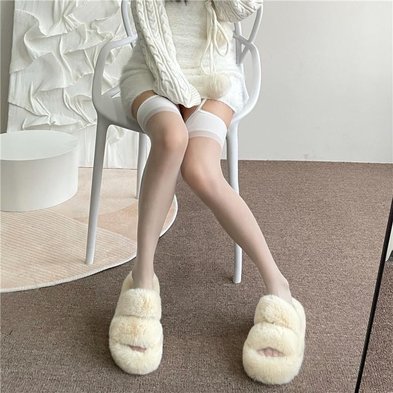 Tất đùi ren phối dây, tất đùi liền đai eo bản lưng chống tụt, s.e.x.y sangchảnh, phối được nhiều phong cách Nữ Women Đen