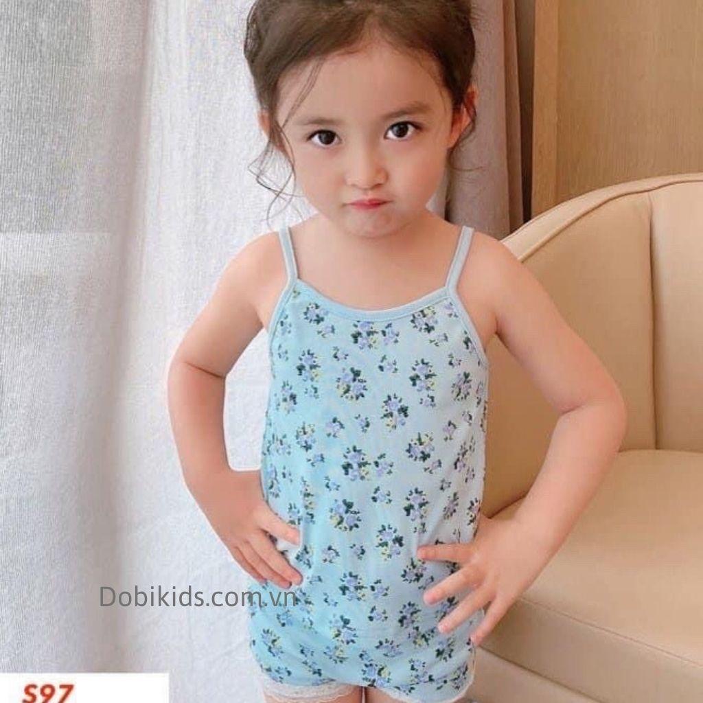 Đồ bộ bé gái bộ 2 dây cho bé vải thun cotton hoạ tiết siêu dễ thương mềm mát co giãn nhiều cho be 08-25kg