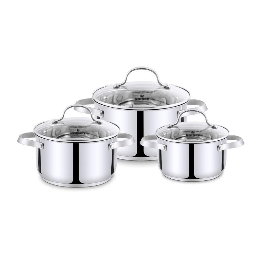 Bộ Nồi INOX 304 Cao Cấp 5 Đáy Lermat Size 16-20-24cm Model L1 Hàng Chính Hãng KALPEN-GIA DỤNG ĐỨC Bảo Hành 2 Năm