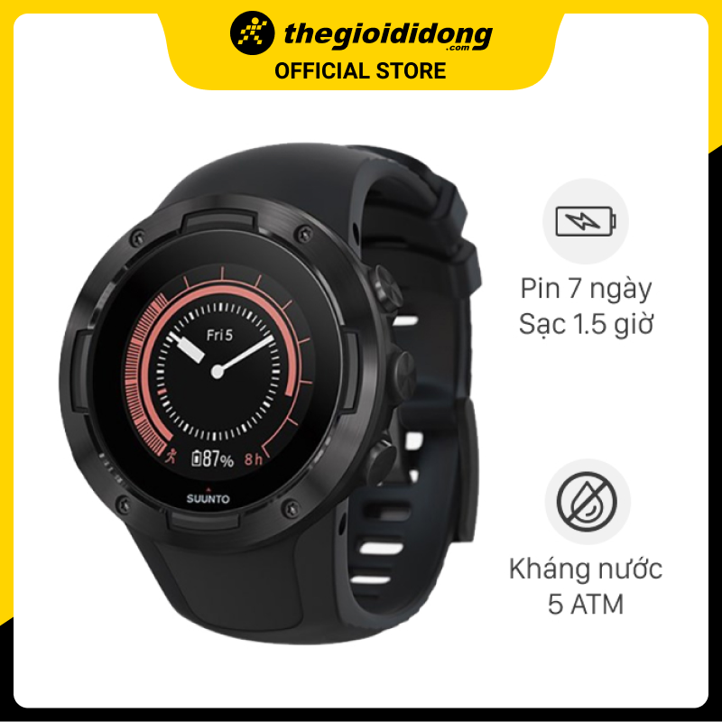 Đồng hồ thông minh Suunto 5 dây silicone đen - Hàng chính hãng