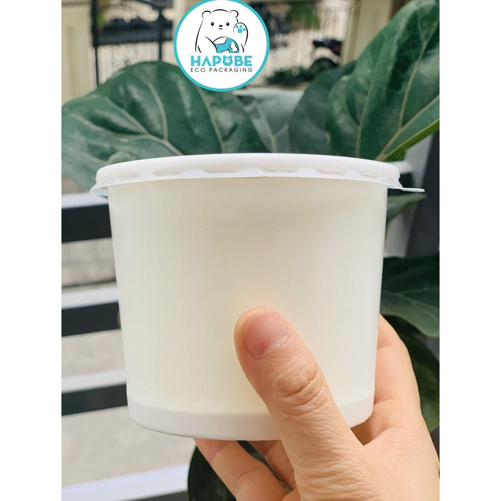 100 bát giấy có nắp PP đựng thức ăn 500ml