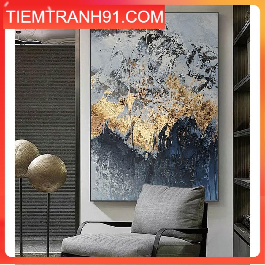 Tranh Canvas Cao Cấp | Tranh trừu tượng Abstract extra large wall art, Mountain print, Wall Art on Canvas art Gold