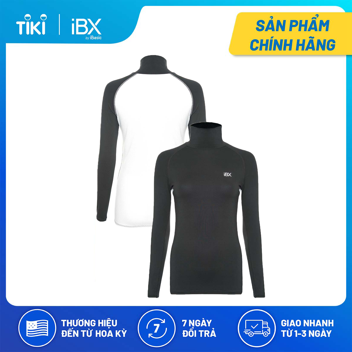 Áo thun thể thao nữ tay dài cổ lọ cao iBasic IBX047
