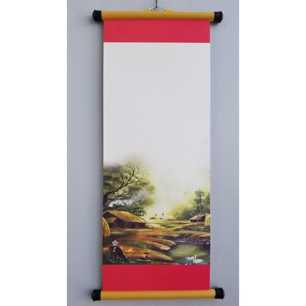 Bộ gồm 10 tờ và 10 CẶP nẹp treo giấy viết thư pháp cỡ 20cm x 54cm