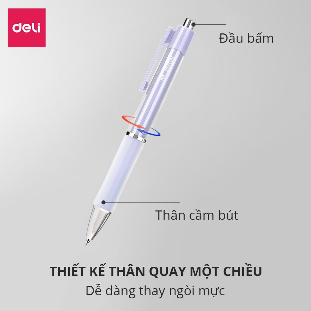 Bút Bi Nước Mực Gel Màu Đen Cao Cấp Ngòi 0.5mm Có Đệm Tay Deli - 4 Màu Sắc Thời Trang BST Văn Phòng Phẩm Cao Cấp Nusign - NS645