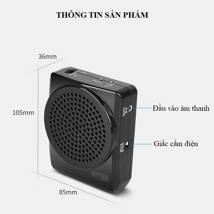 Loa Mic Trợ Giảng HQ01 - Công Suất Loa 15W - Kết Nối Qua Cổng Line In Thích Hợp Nhiều Thiết Bị Điện Tử