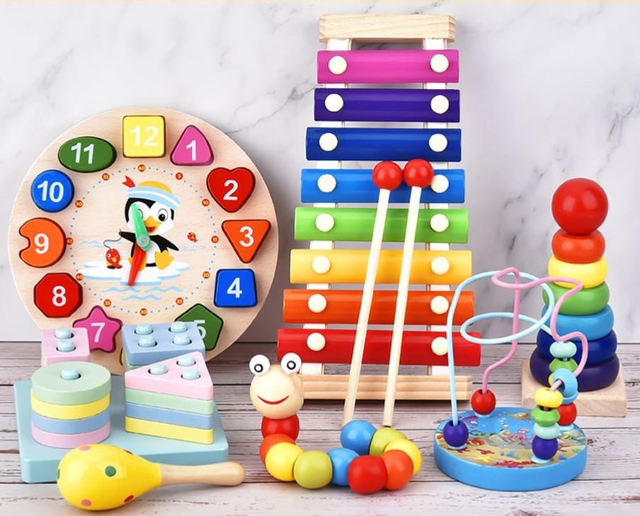 Combo 6 món đồ chơi gỗ thông minh trí tuệ cho bé
