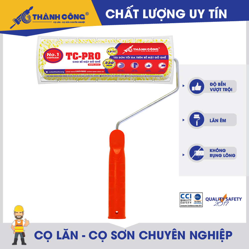 CỌ LĂN SƠN NƯỚC TC PRO ĐỎ THÀNH CÔNG, DÙNG ĐỂ SƠN LÓT, CHO CÁC BỀ MẶT GỒ GHỀ