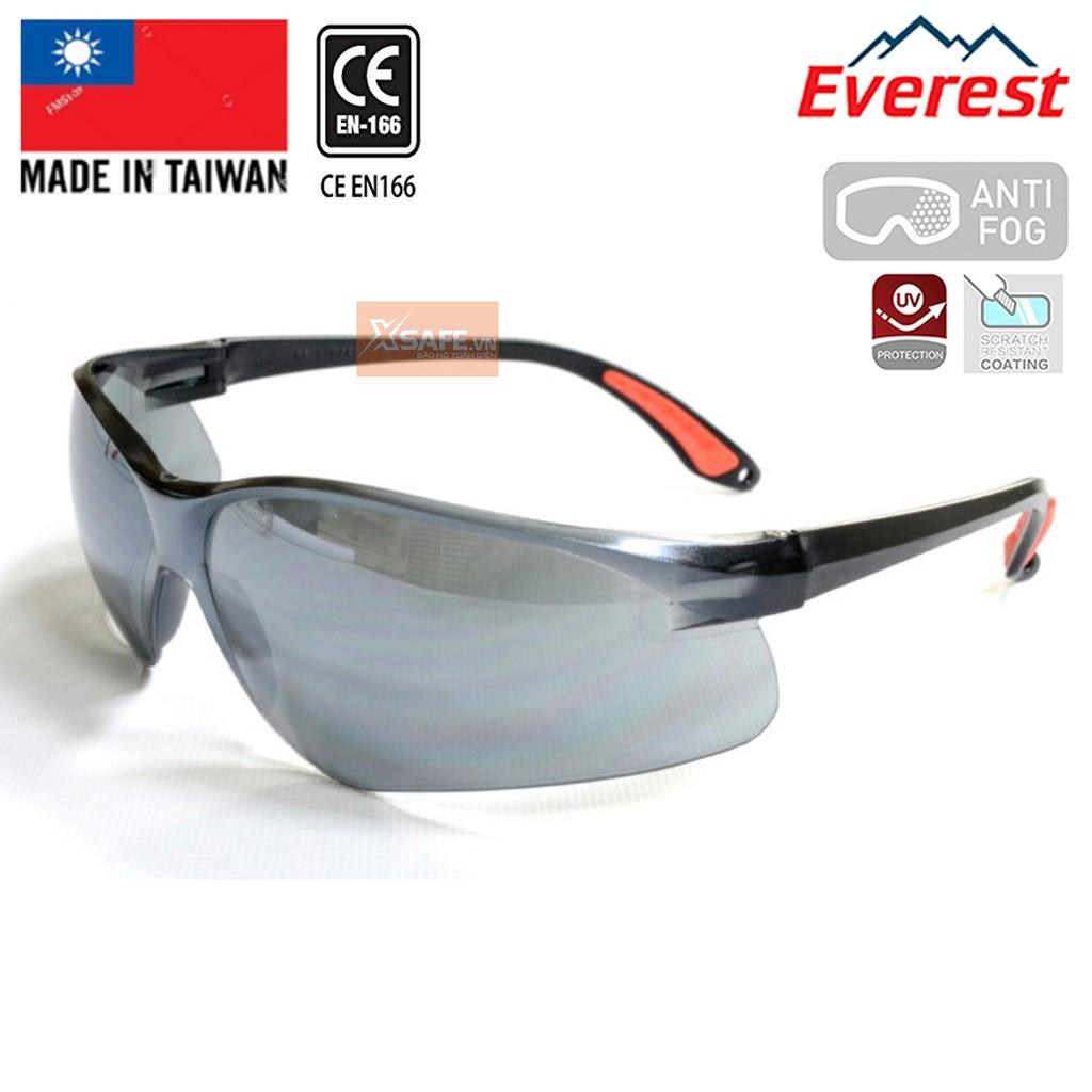 T- Kính bảo hộ Everest EV204 Kính chống tia UV, chống bụi đọng sương bảo vệ mắt khi đi xe, lao động, tròng đen tráng bạc