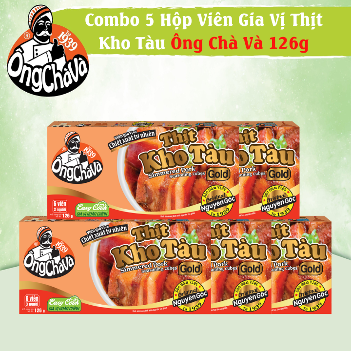 Combo 5 Hộp Viên Gia Vị Thịt Kho Tàu Gold Ông Chà Và 126g (Simmered Pork Seasoning Cubes)